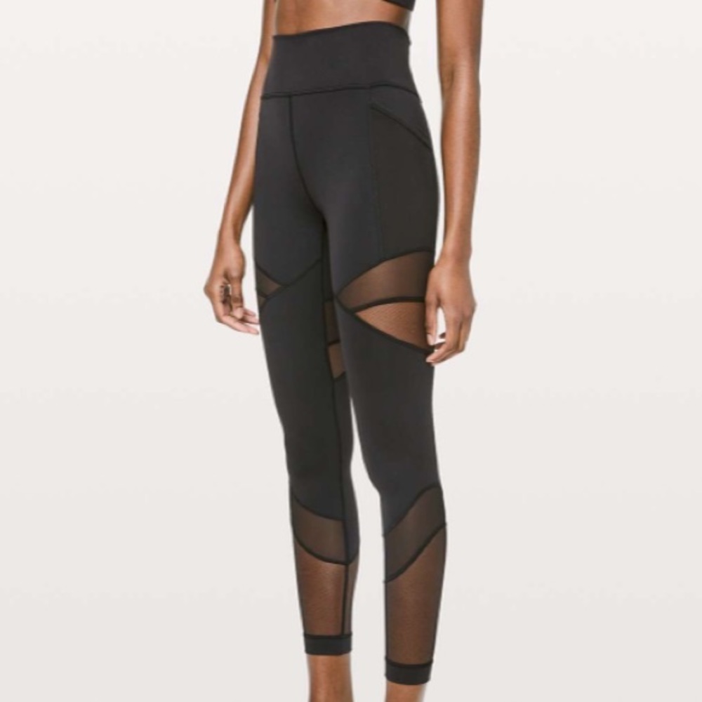 lululemon athletica Black High-Waist Mesh Panel Leggings